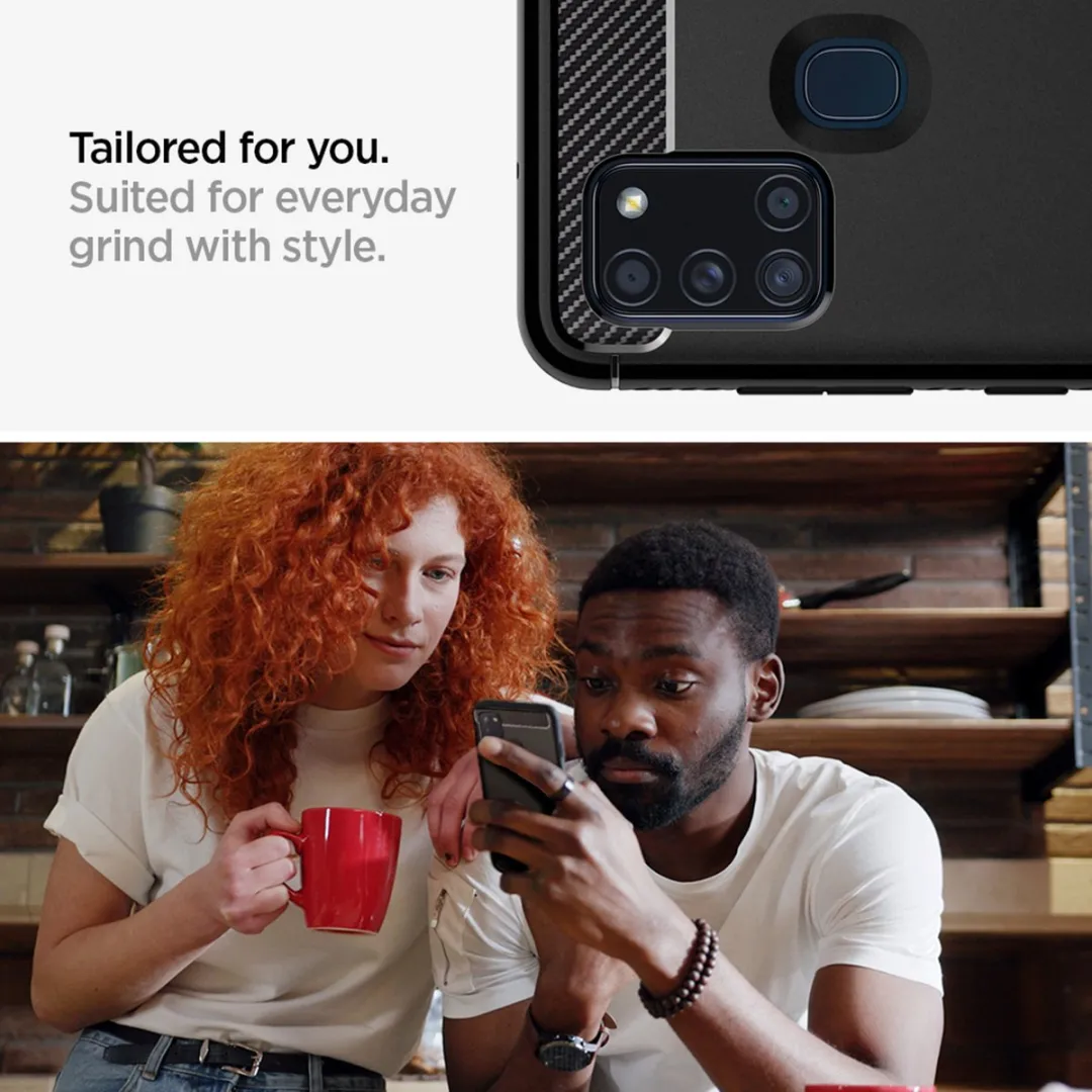 Spigen Rugged Armor ACS00974 Hoesje - Samsung Galaxy A21s - Zwart - afbeelding 6 van 6