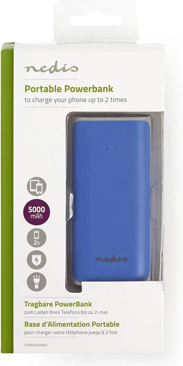 Nedis Powerbank UPBK5000BU 5000mAh - Blauw