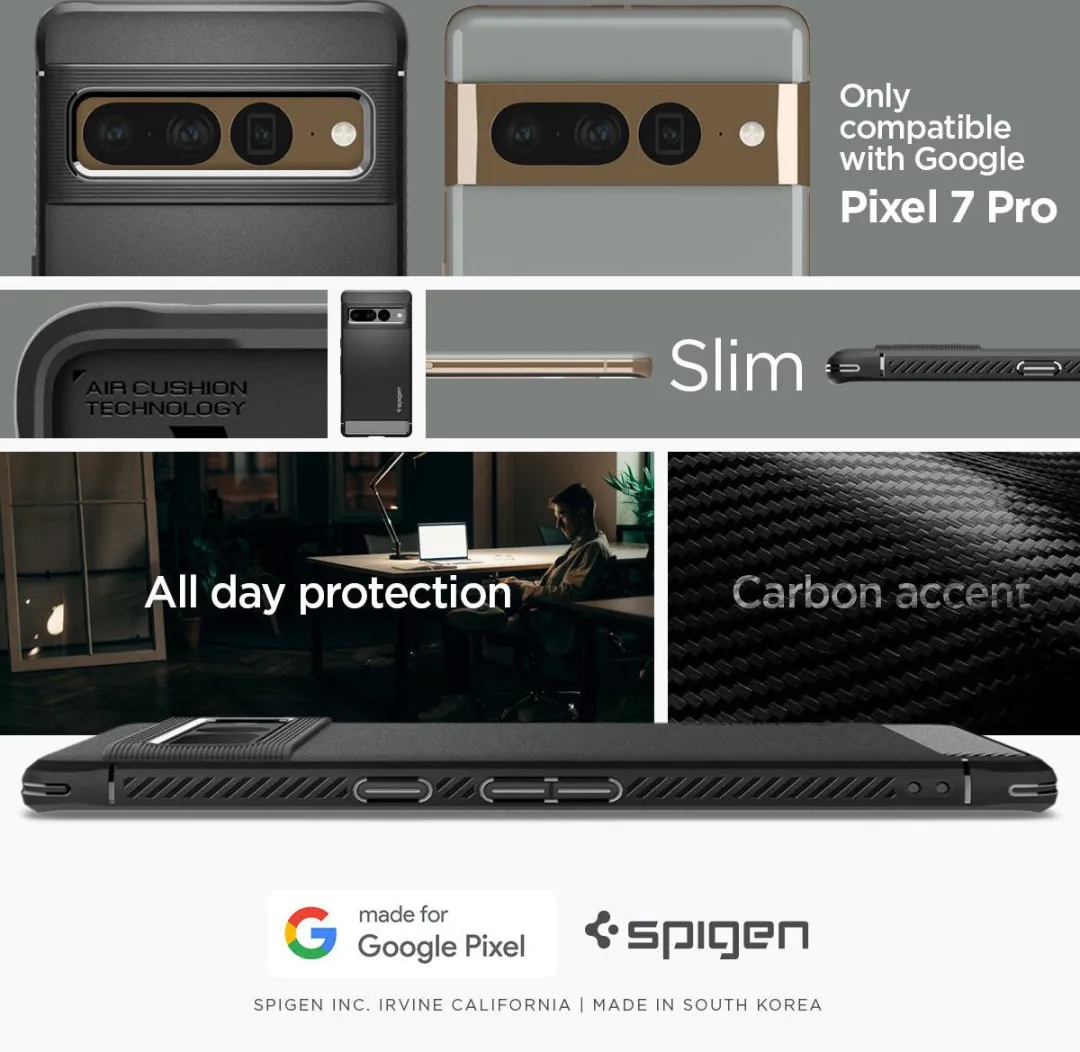 Spigen Rugged Armor ACS04725 Hoesje - Google Pixel 7 Pro - Zwart