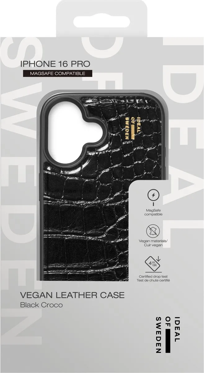 iDeal of Sweden iPhone 16 Plus Vegan Leather Case Black Croco