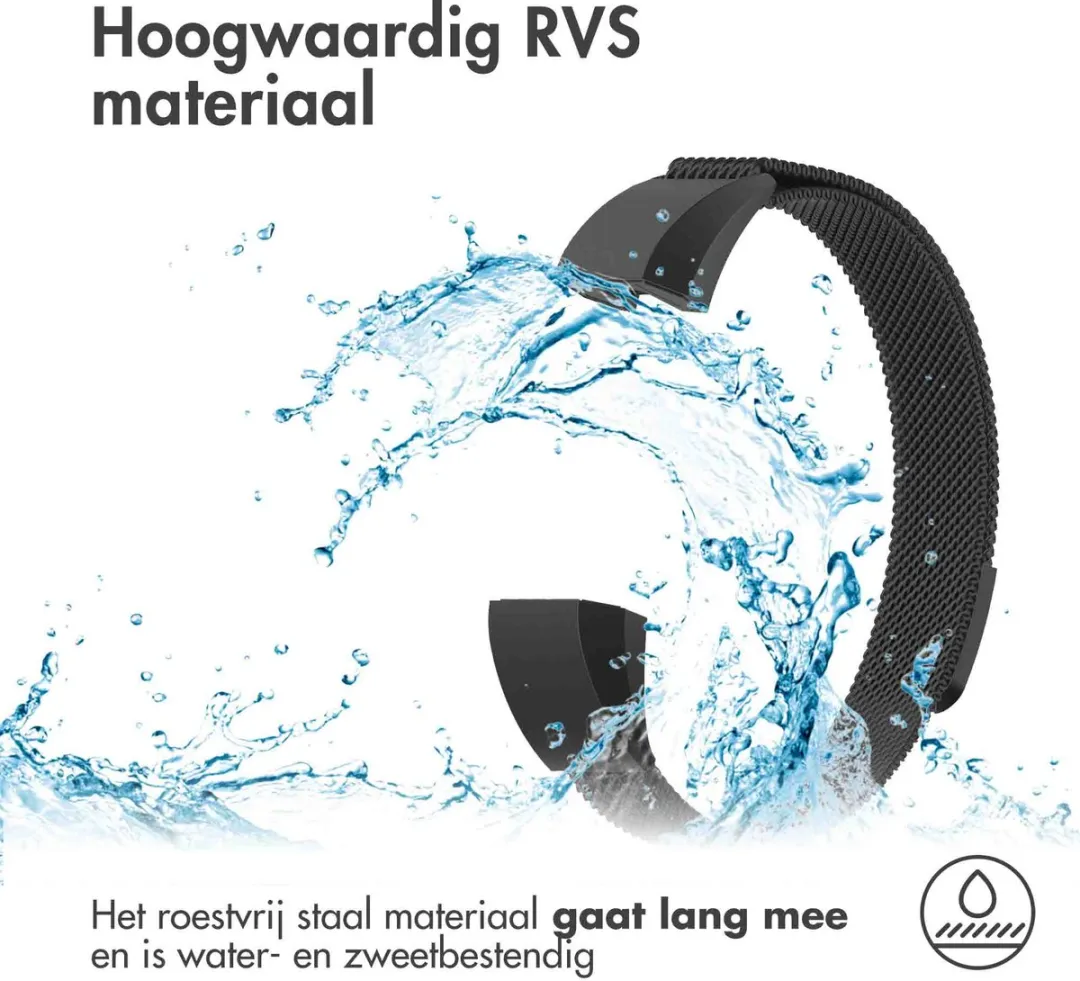 Imoshion Milanees Magnetisch Bandje Fitbit Alta HR - M - Zwart