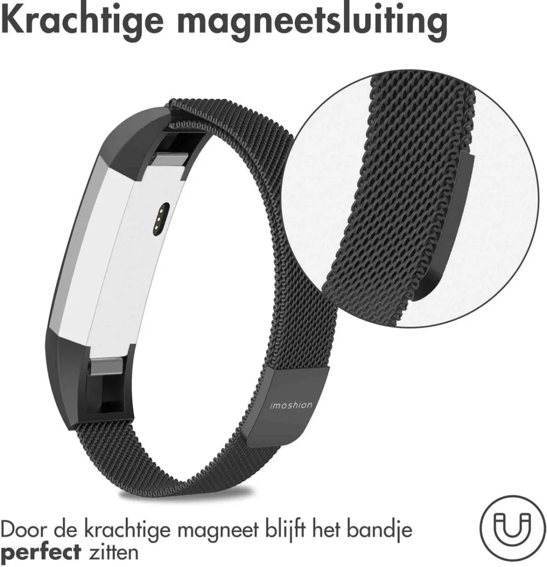 Imoshion Milanees Magnetisch Bandje Fitbit Alta HR - M - Zwart