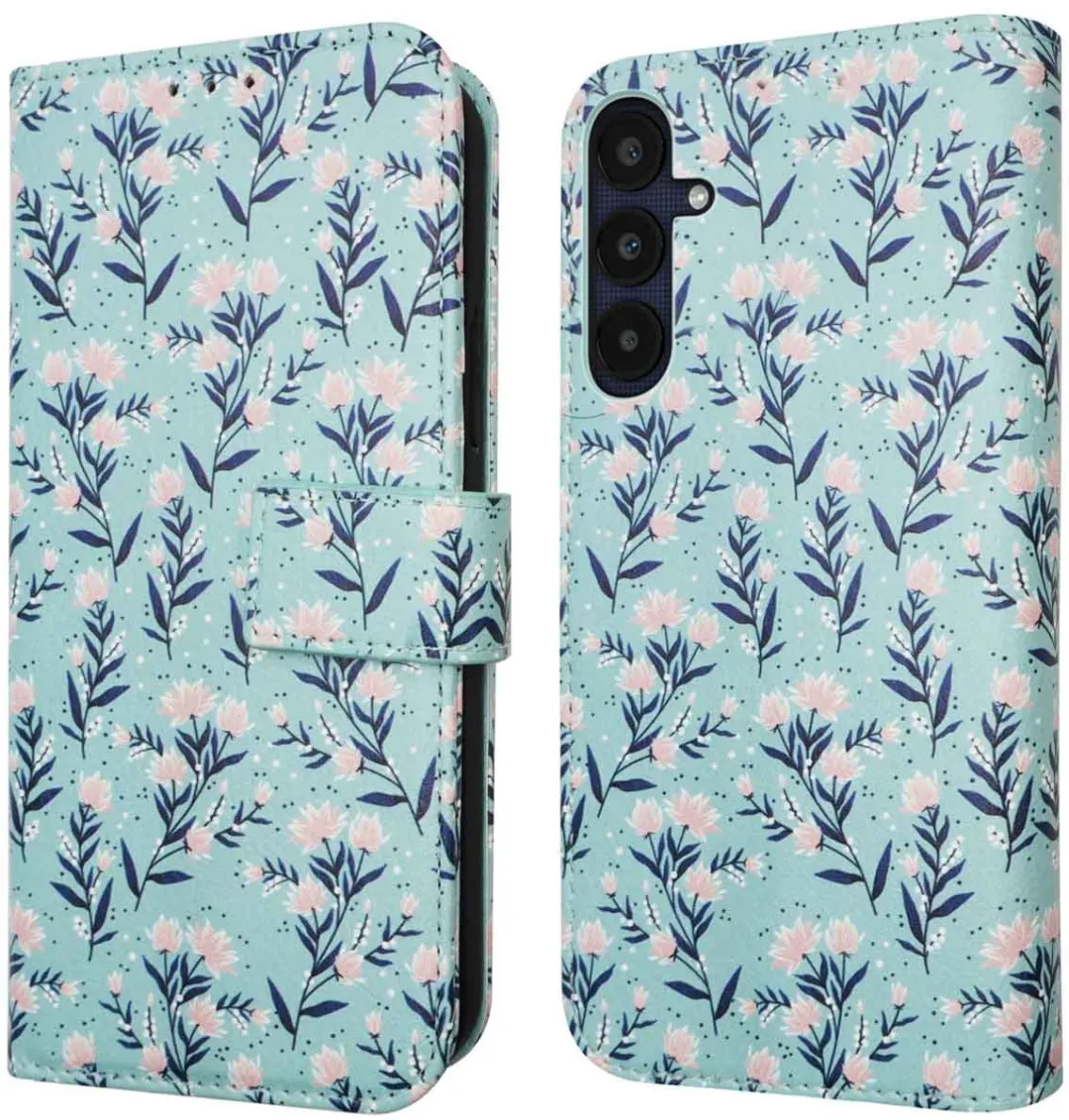 Imoshion Galaxy A55 Hoesje - Blue Flowers - 3 Pasjes