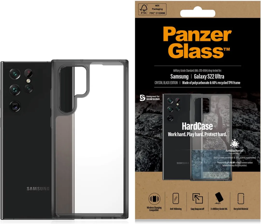 PanzerGlass HardCase Samsung Galaxy S22 Ultra - Transparant Zwart