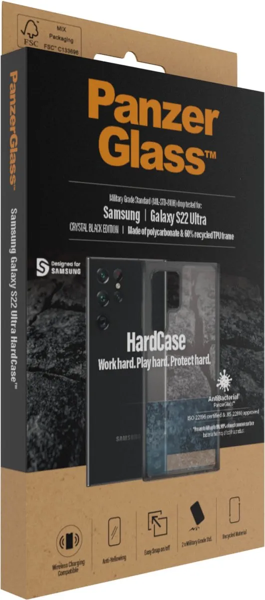 PanzerGlass HardCase Samsung Galaxy S22 Ultra - Transparant Zwart