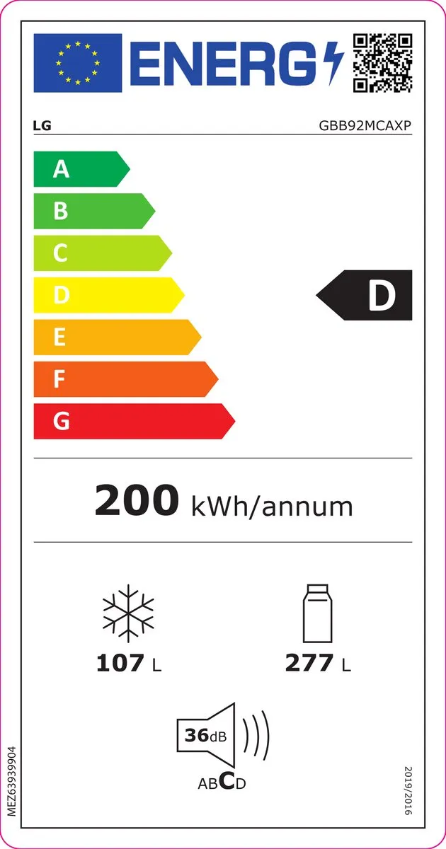 LG GBB92MCAXP Koel-vriescombinatie - 419L - Mat Zwart