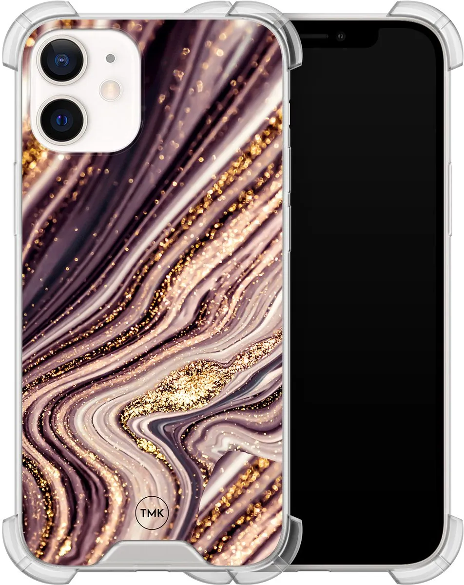 Casevibes iPhone 12 Mini Shockproof Hoesje - A/i12m/S/026 - Roze/Goud