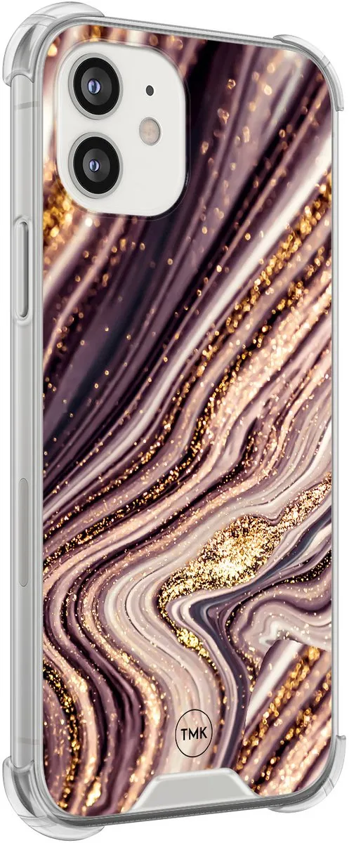 Casevibes iPhone 12 Mini Shockproof Hoesje - A/i12m/S/026 - Roze/Goud