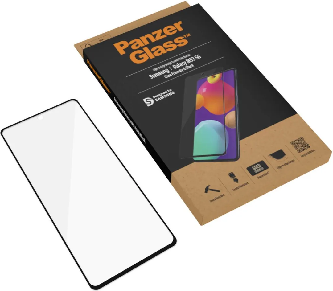 PanzerGlass E2E Normaal Gehard Glas Samsung Galaxy M53 - Zwart Frame - afbeelding 6 van 6