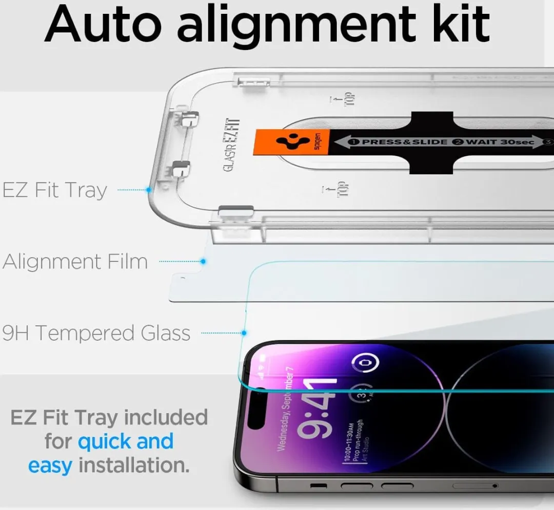 Spigen Glas.tR EZ Fit iPhone 14 Pro Max Screenprotector - 2 Stuks