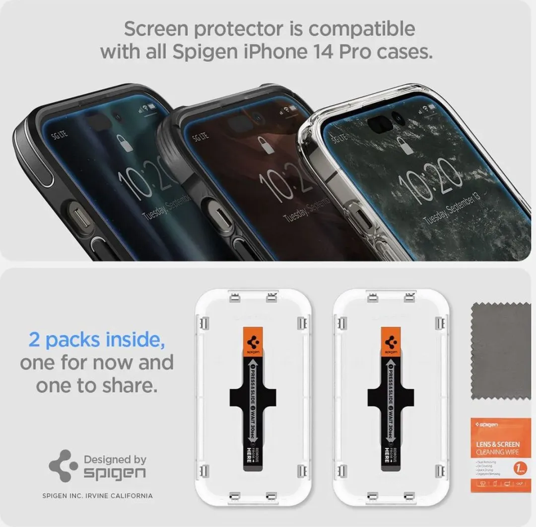 Spigen Glas.tR EZ Fit iPhone 14 Pro Max Screenprotector - 2 Stuks