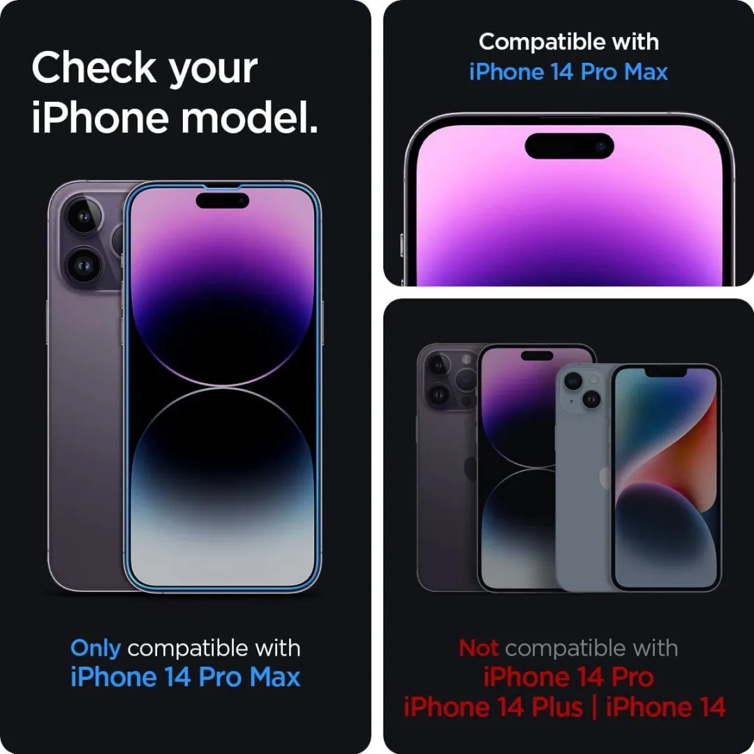Spigen Glas.tR EZ Fit iPhone 14 Pro Max Screenprotector - 2 Stuks - afbeelding 6 van 6