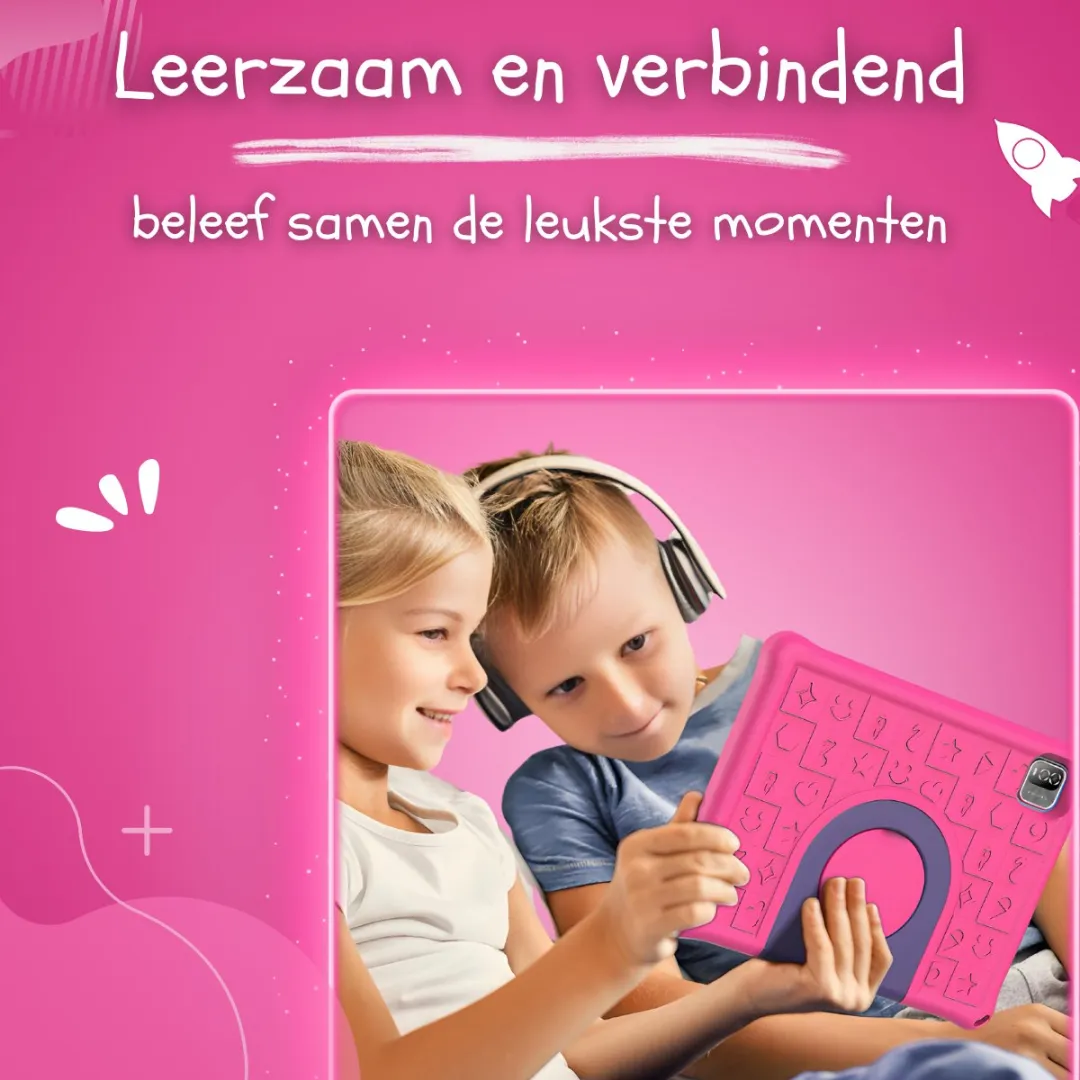 CosmoToys® Kids Tablet - Kindertablet - Tablet Kinderen - Vanaf 3 Jaar - Speelgoed voor in de Auto & Onderweg - 10 Inch - Android 12 - Ouderlijk Toezicht - 6000 mAh - Roze
