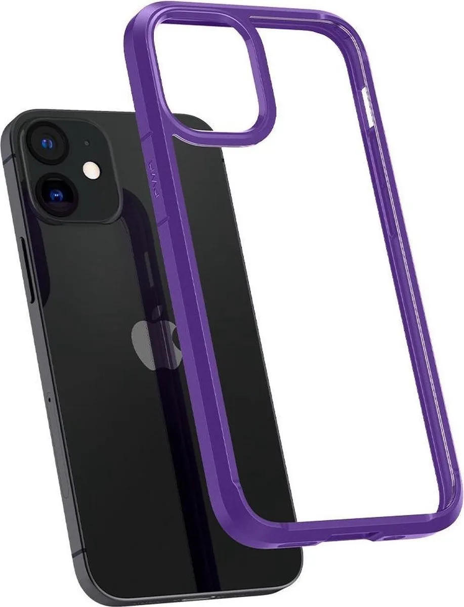 Spigen Crystal Hybrid ACS01544 Hoesje - iPhone 12 Mini - Transparant Paars