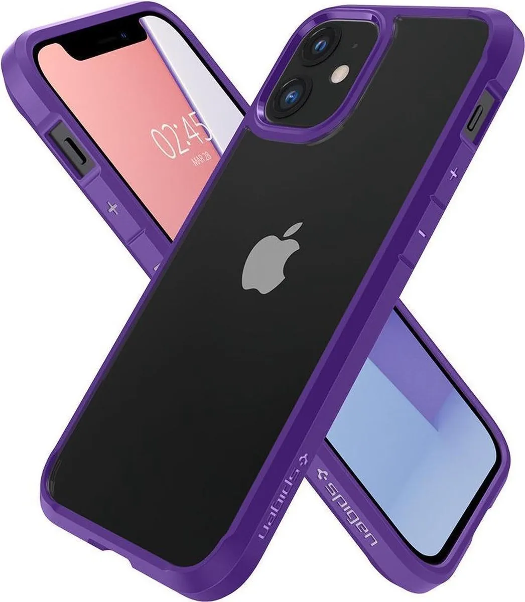 Spigen Crystal Hybrid ACS01544 Hoesje - iPhone 12 Mini - Transparant Paars