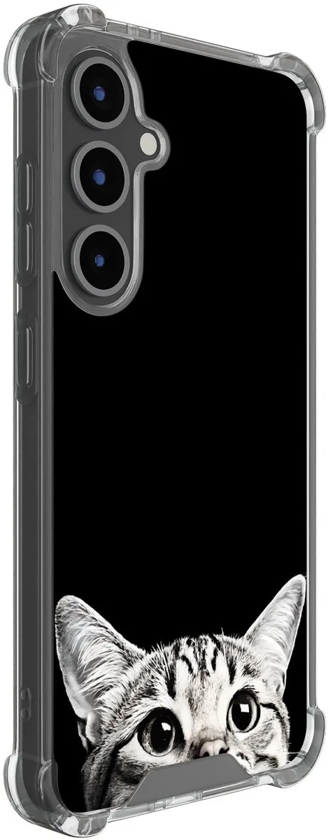 Casevibes S/S24FE/S/007 Hoesje Samsung Galaxy S24 FE - Schokbestendig - Kat Kiekeboe - Zwart