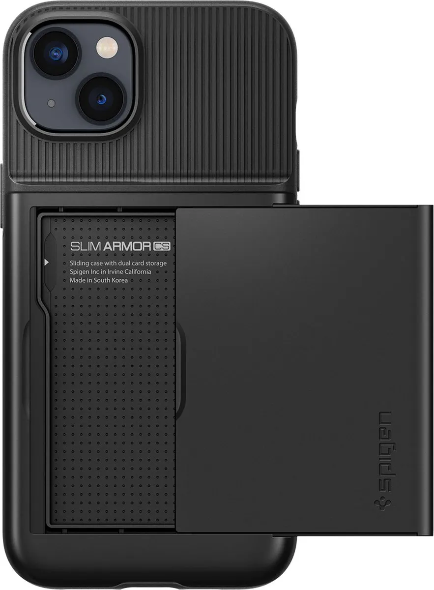 Spigen Slim Armor Cardslot ACS05058 - iPhone 14 Hoesje - 2 Pasjes - Zwart