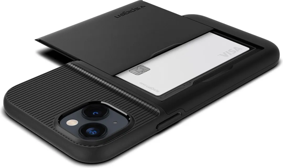 Spigen Slim Armor Cardslot ACS05058 - iPhone 14 Hoesje - 2 Pasjes - Zwart