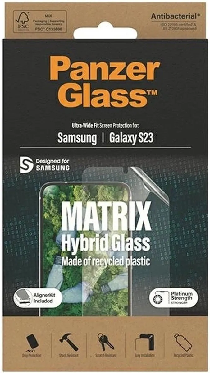 PanzerGlass Matrix Hybrid Displayfolie S23 - Antibacterieel - Gerecycled Plastic - afbeelding 6 van 6
