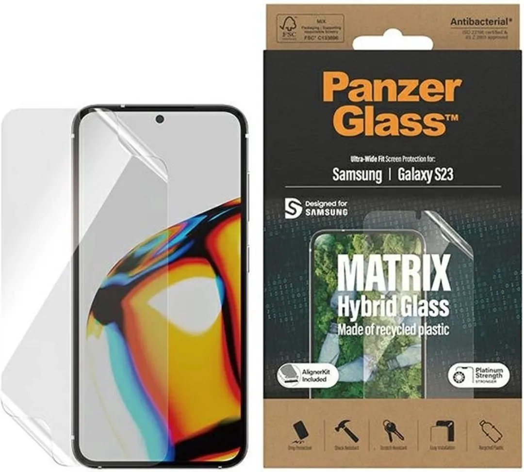 PanzerGlass Matrix Hybrid Displayfolie S23 - Antibacterieel - Gerecycled Plastic