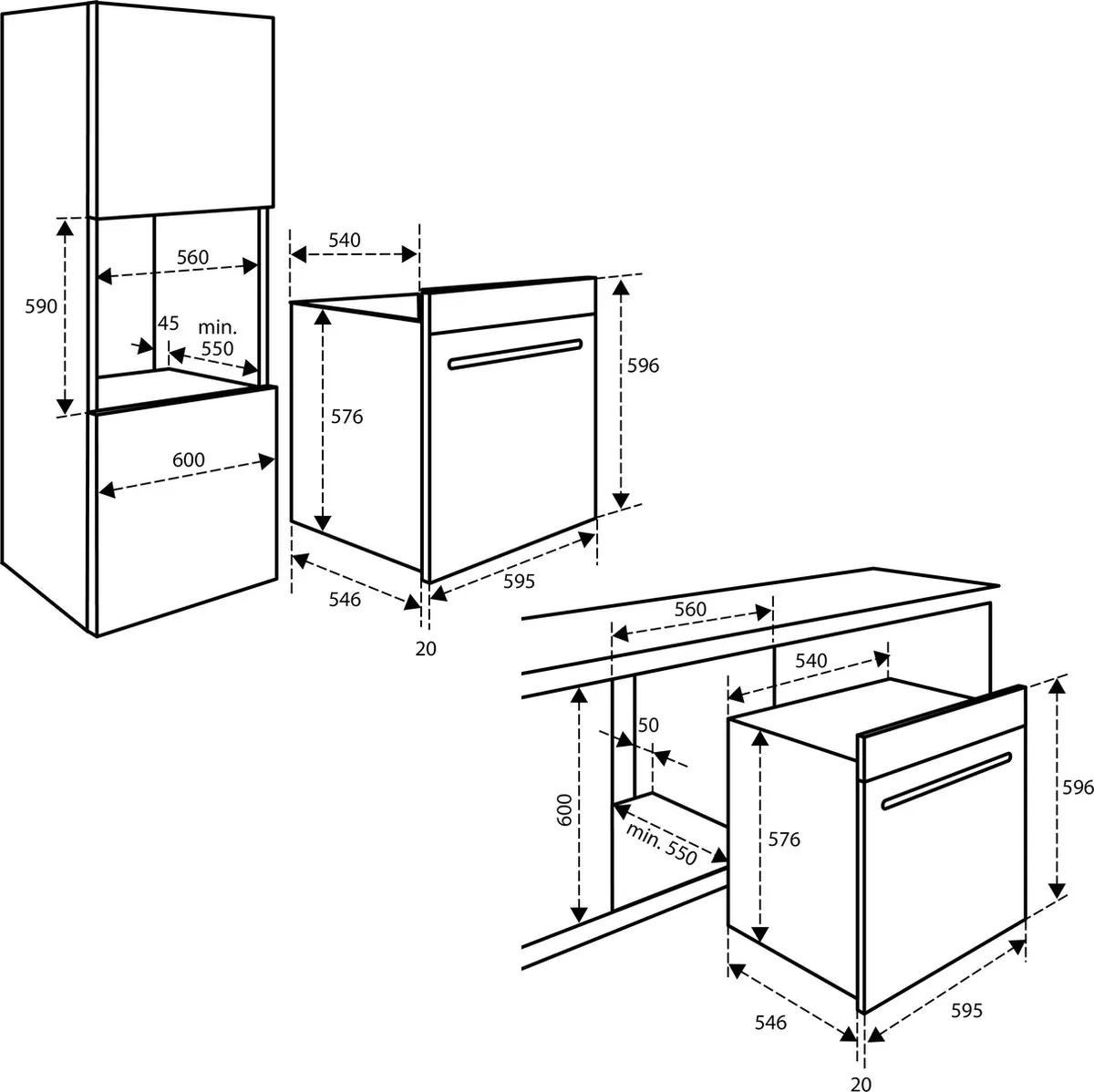 Inventum IMC6035RT Inbouw Combi-oven 72L - 800W Magnetron - Zwart/RVS