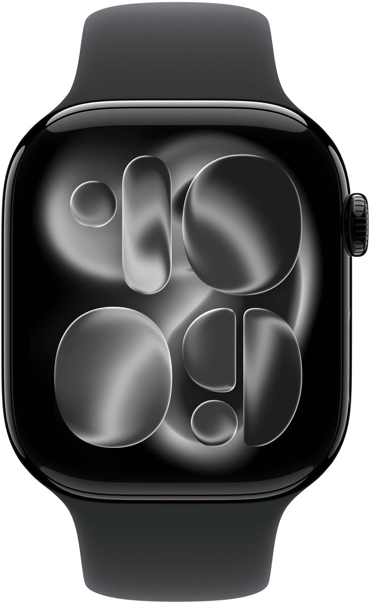 Apple Watch 11 - Wifi + 5G - 46mm - Jet Black Aluminium Case with Black Sport Band - S/M