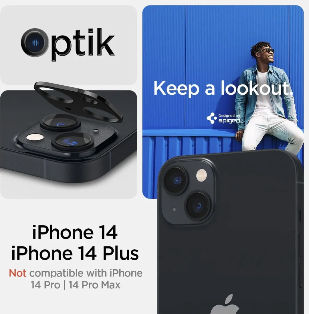 Spigen iPhone 14/14 Plus Camera Lens Beschermer - 2 Stuks - Zwart - afbeelding 6 van 6