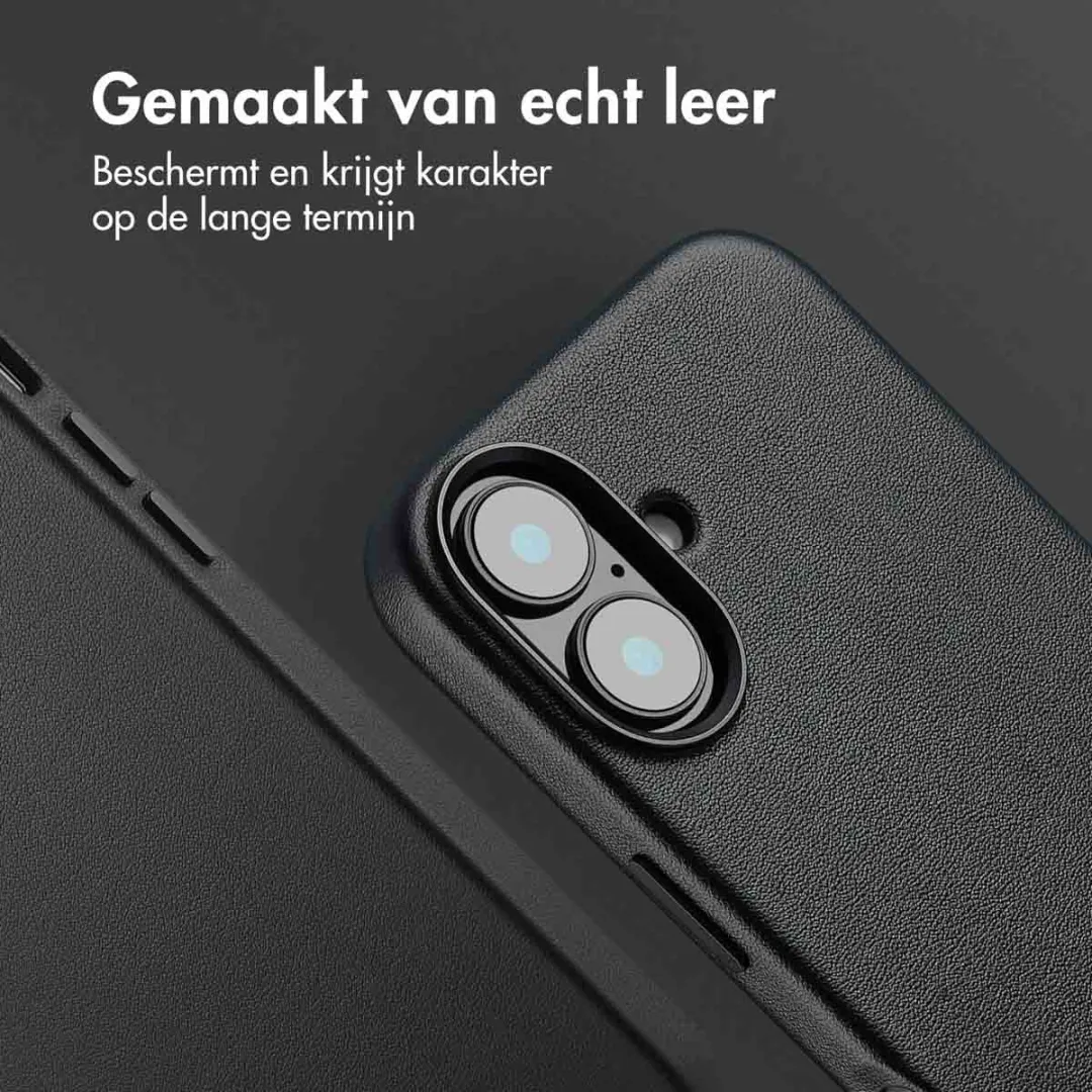 Accezz Hoesje iPhone 16 Black - MagSafe Leather Backcover - 2 Pasjes