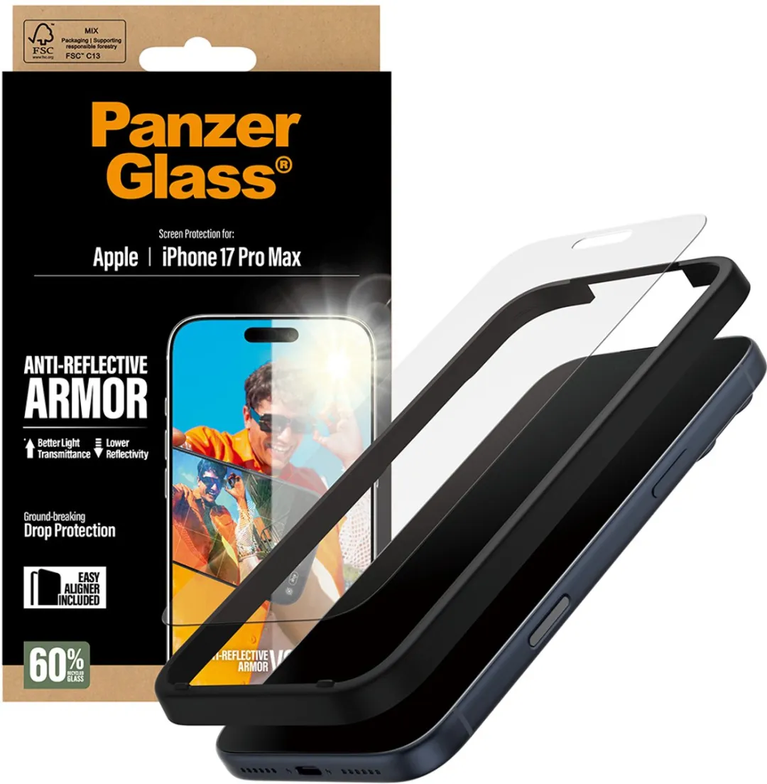 PanzerGlass Anti-Reflective Armor iPhone 17 Pro Max Schermbeschermer - Doorzichtig
