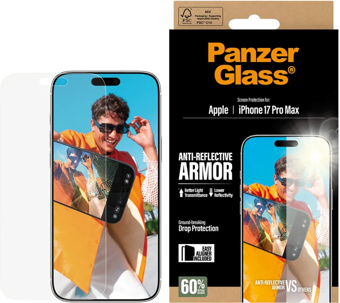 PanzerGlass Anti-Reflective Armor iPhone 17 Pro Max Schermbeschermer - Doorzichtig