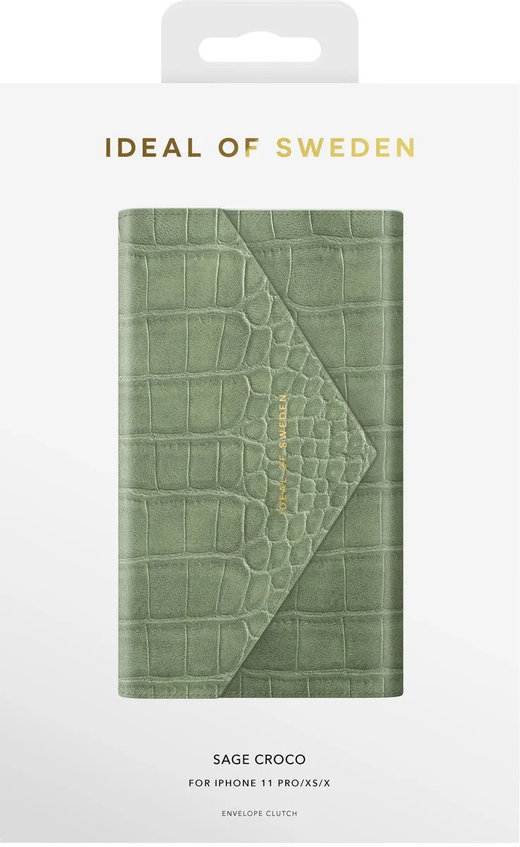 iDeal of Sweden Envelope Clutch iPhone 11 Pro/X/XS - 3 Pasjes - Sage Croco