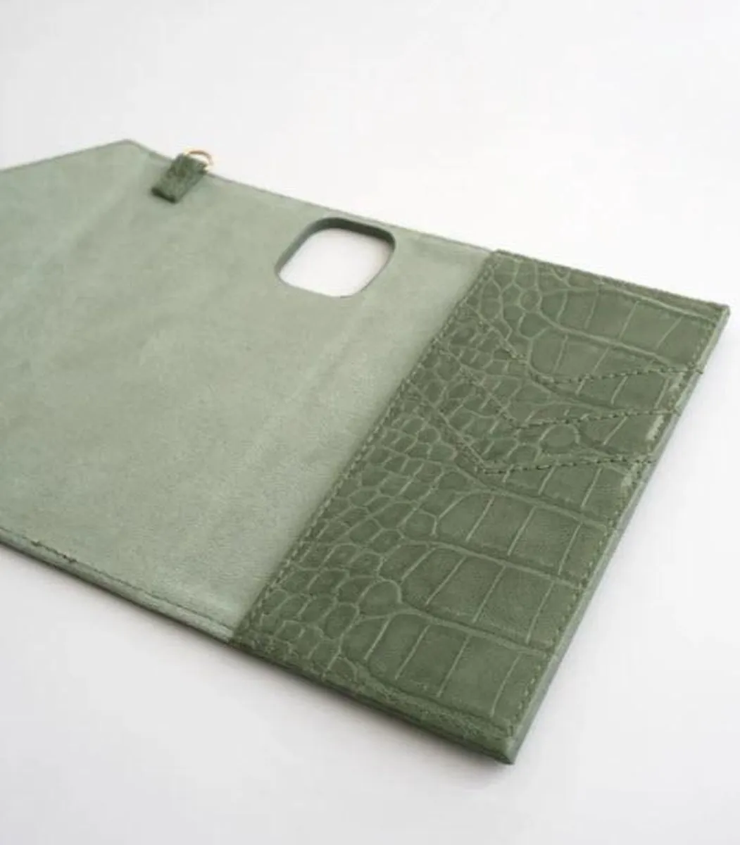 iDeal of Sweden Envelope Clutch iPhone 11 Pro/X/XS - 3 Pasjes - Sage Croco