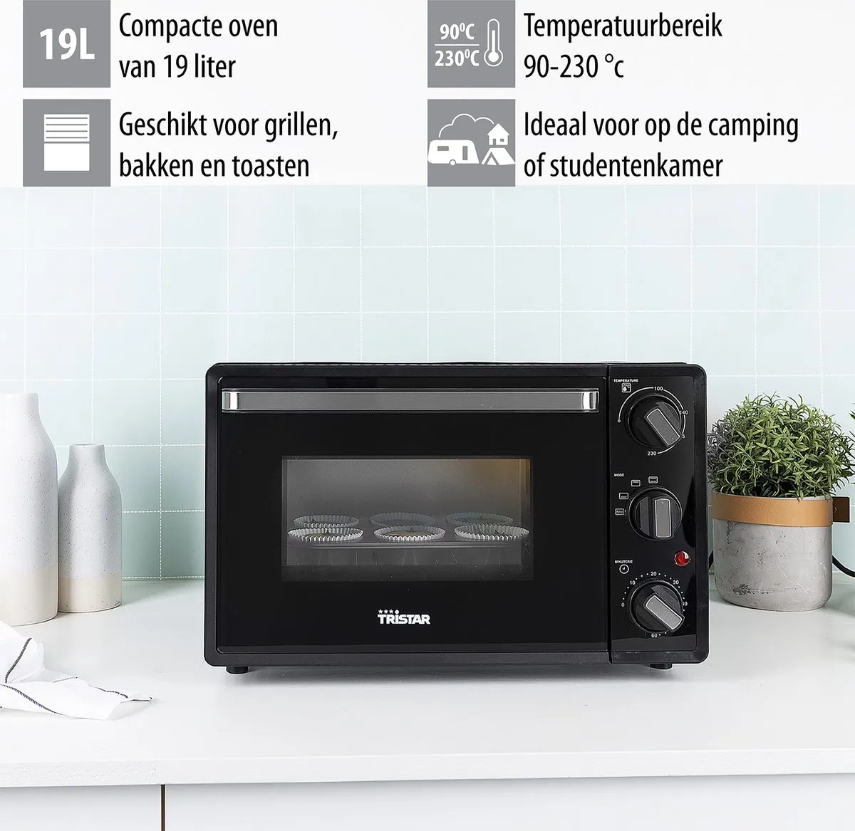 Tristar OV-3620 Compacte Oven 1300W - 19L - Zwart