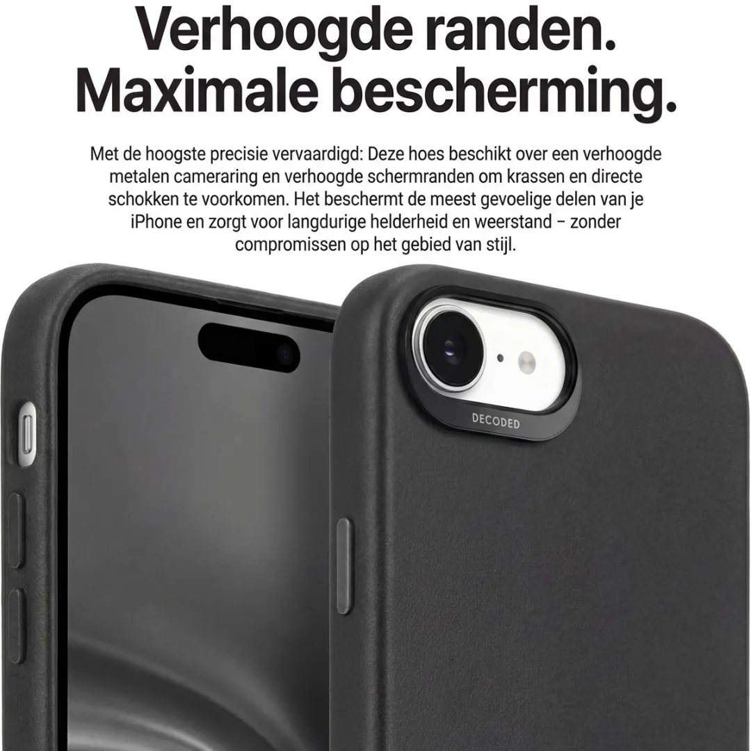 Decoded Leren Hoesje iPhone 16e D25IPOSEBC6BK - MagSafe - Zwart