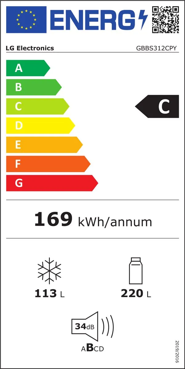 LG GBBS312CPY Vrijstaand Koelkast - 333L - Zilver