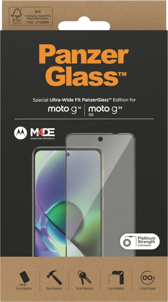 PanzerGlass Screen Protector Motorola G14/G54 - Doorzichtig - 1 Stuk - afbeelding 2 van 4
