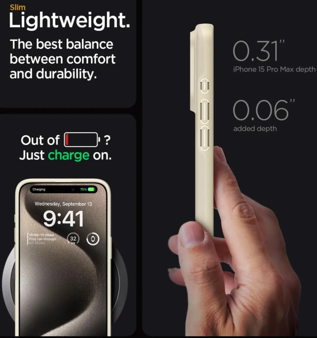Spigen Thin Fit Hoesje iPhone 15 Pro Max ACS06551 - Bruin - afbeelding 4 van 6