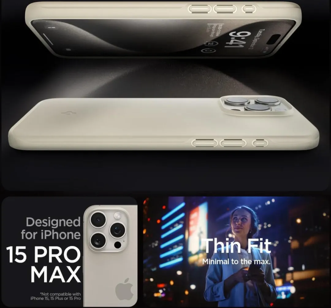 Spigen Thin Fit Hoesje iPhone 15 Pro Max ACS06551 - Bruin - afbeelding 5 van 6