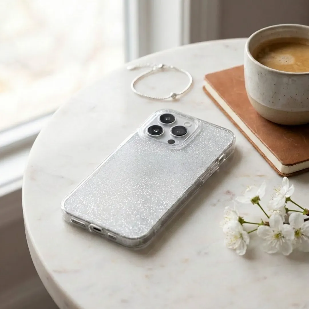 NUVEX Glitter Hoesje iPhone 16 - Transparant