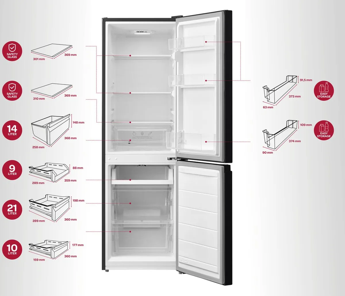 Inventum KV1501B Koel-vriescombinatie 173L - 150cm - Zwart