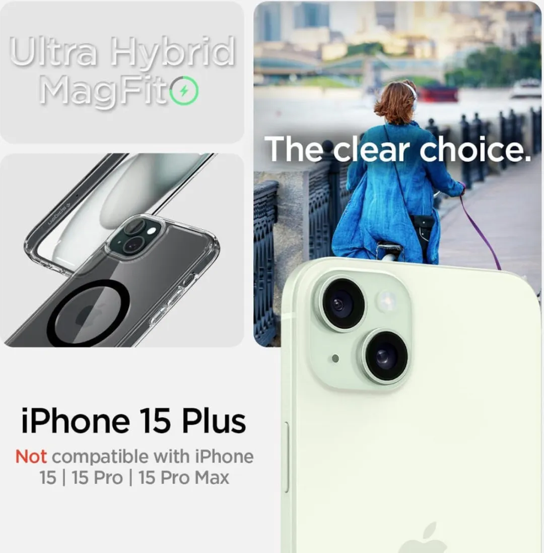 Spigen Ultra Hybrid MagFit ACS06663 Hoesje - iPhone 15 Plus - Zwart - afbeelding 6 van 6