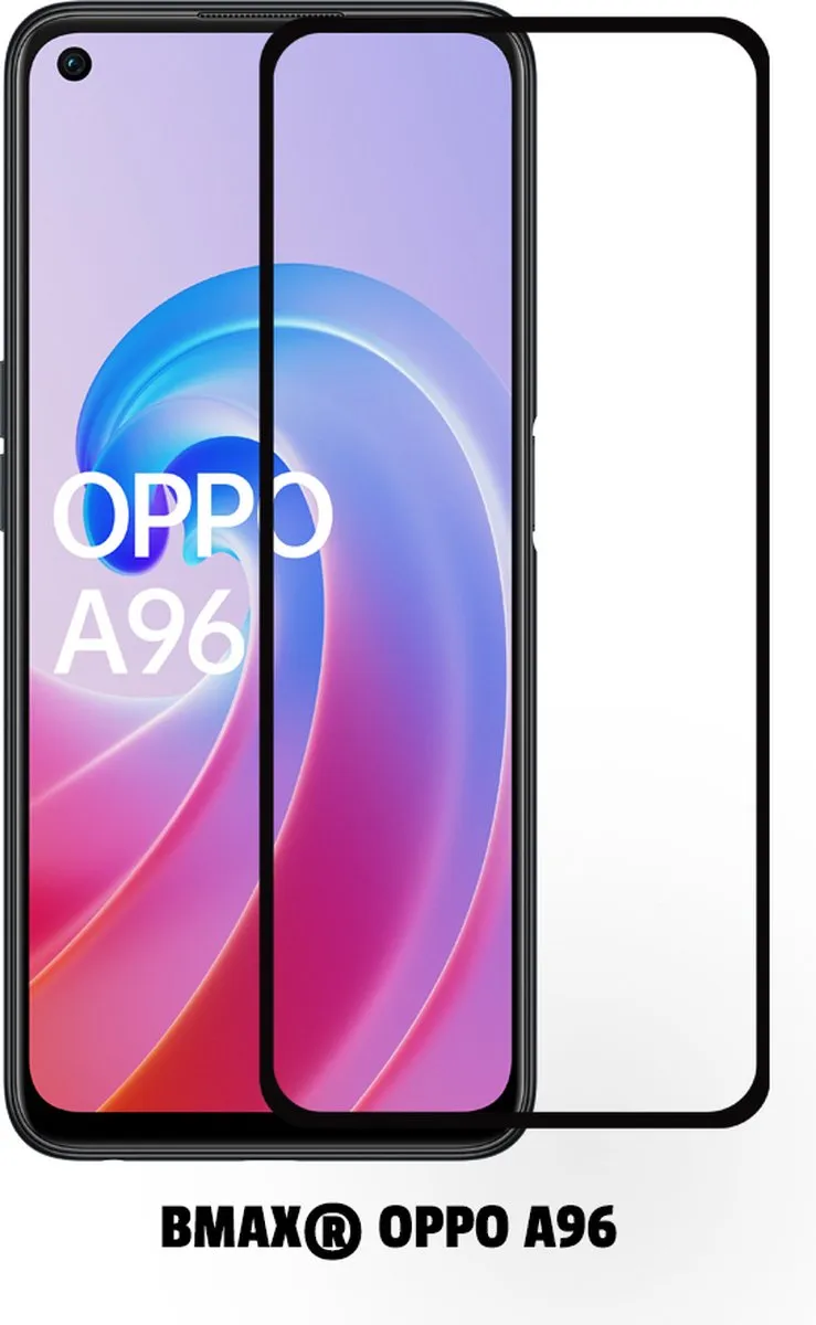 BMAX OPPO A96 Screenprotector 2 Stuks - Full Cover - Zwart