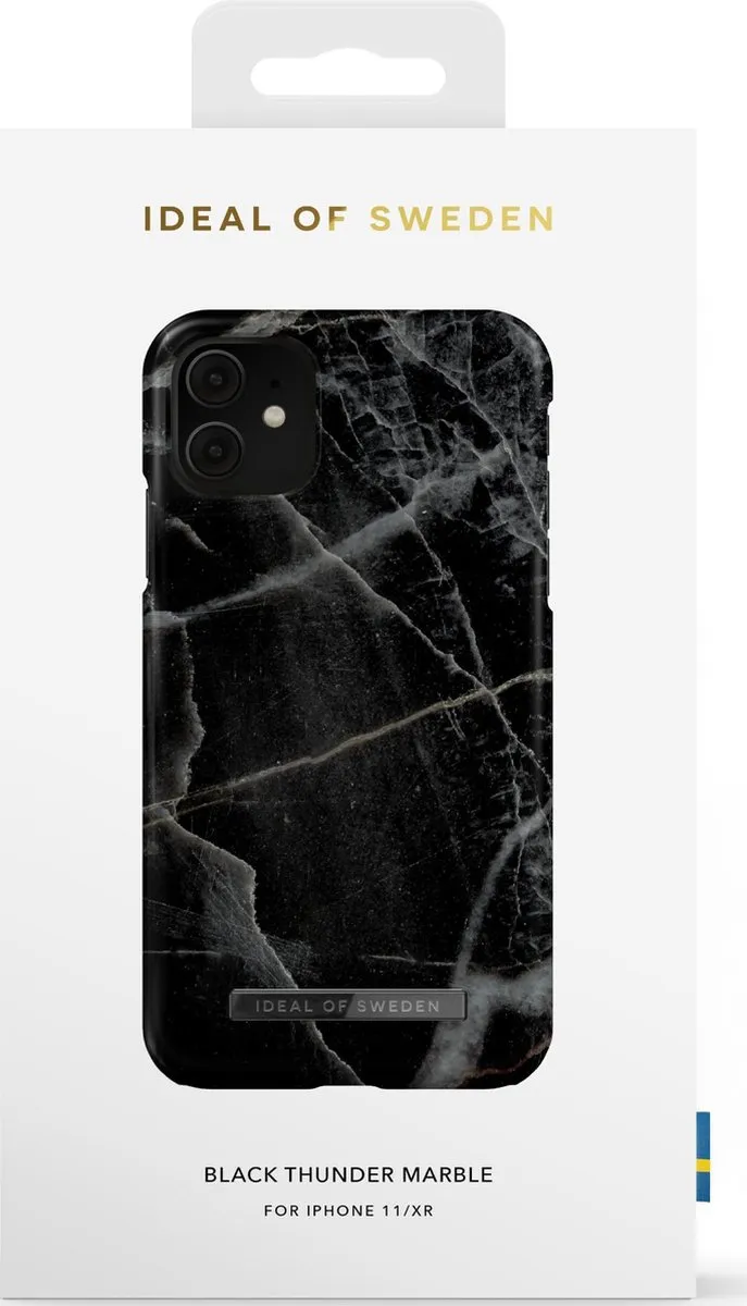 iDeal of Sweden iPhone 11/XR Hoesje Black Thunder Marble - afbeelding 5 van 6