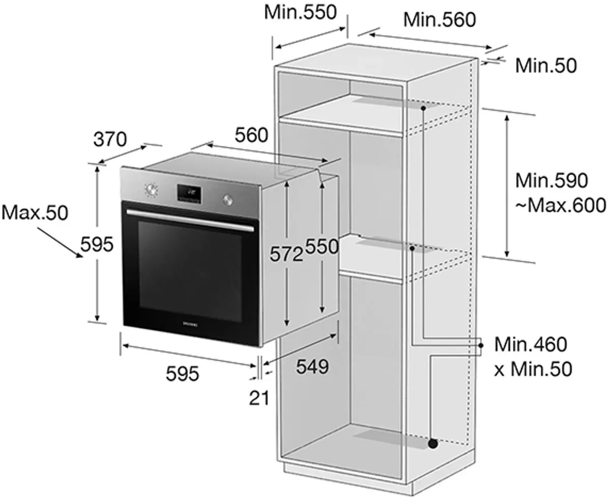 Samsung Series 3 NV68A1140BK Inbouwoven - 68L - Katalytisch - Zwart