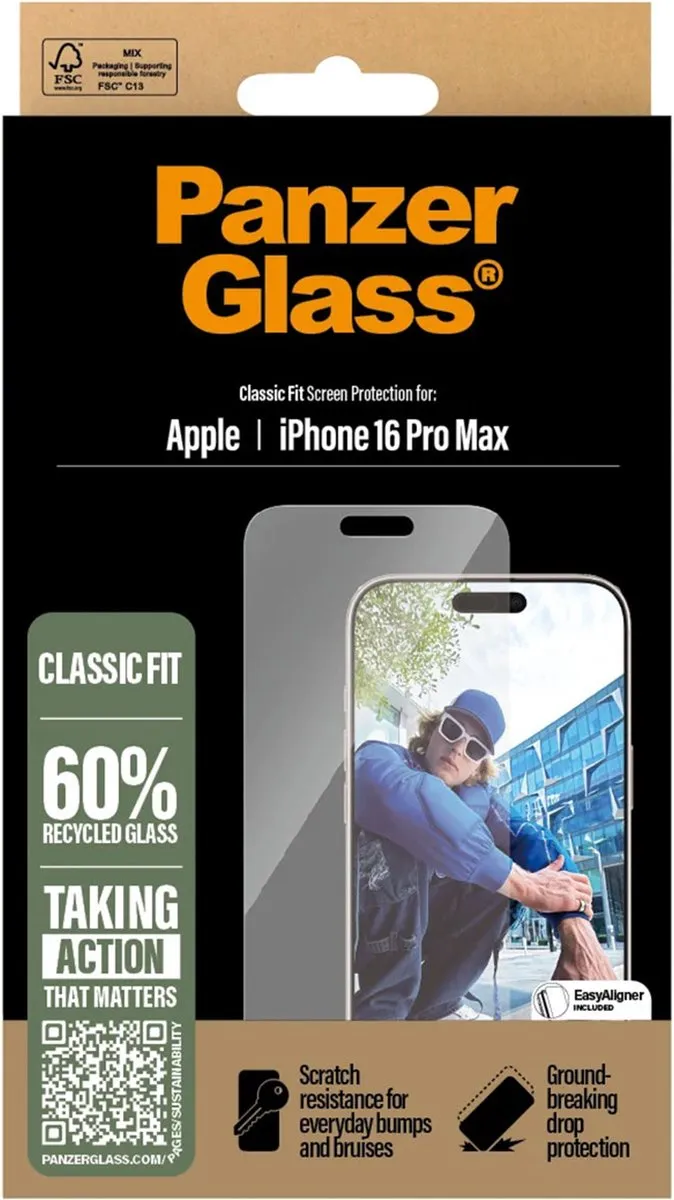 PanzerGlass Classic Fit iPhone 16 Pro Max Screenprotector - 1 Stuk