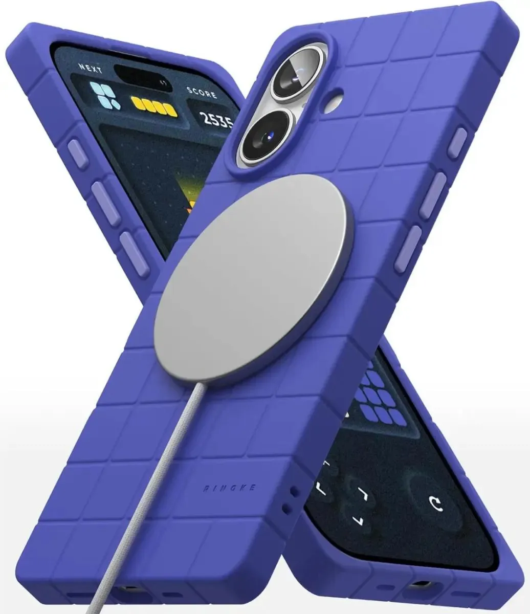Ringke Bitmap Silicone Magnetic Hoesje iPhone 16 - Blauw