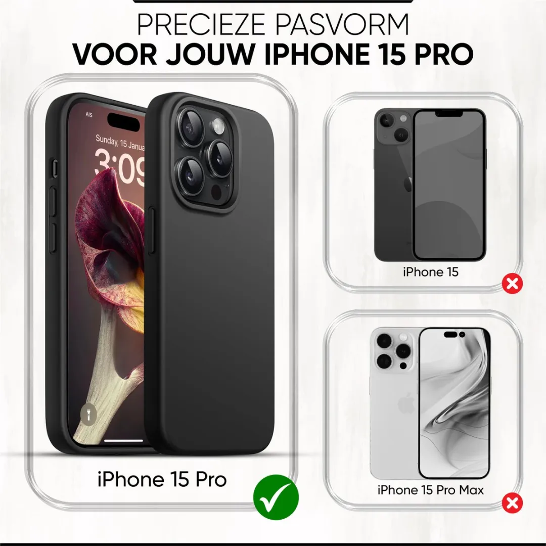 NUVEX iPhone 15 Pro Hoesje - Zwart - Met Screenprotector - MagSafe