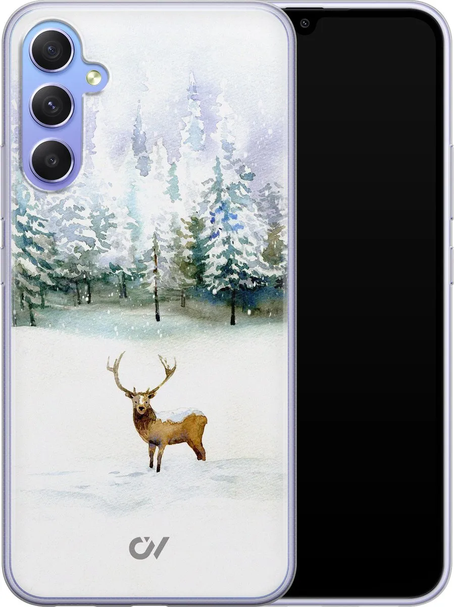 Casevibes Samsung Galaxy A34 Hoesje - Rendier - Wit