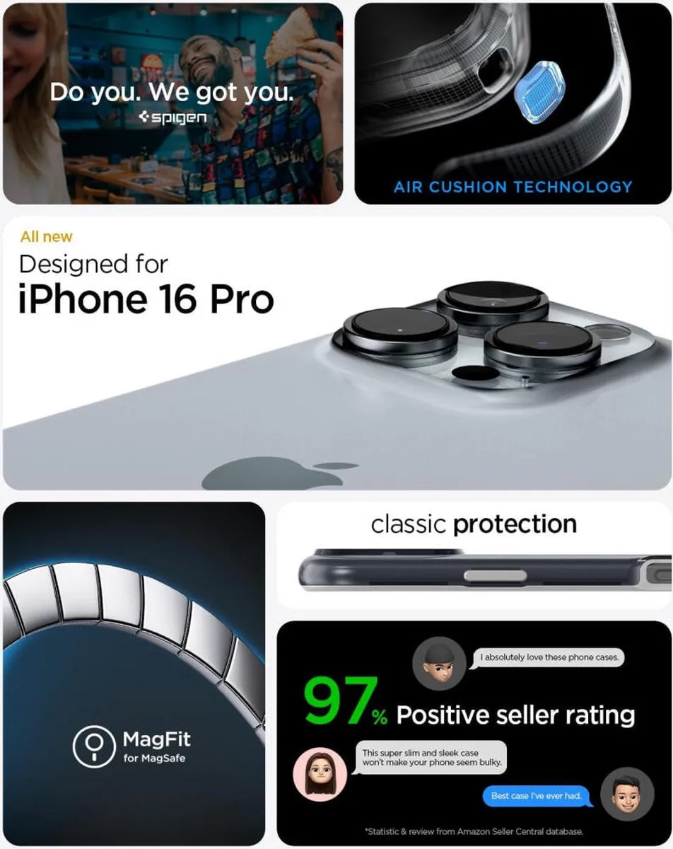 Spigen Classic C1 MagFit Hoesje iPhone 16 Pro - MagSafe - Grijs/Transparant - afbeelding 6 van 6