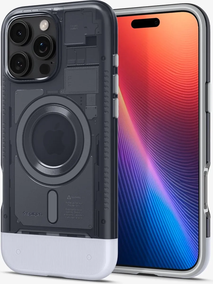 Spigen Classic C1 MagFit Hoesje iPhone 16 Pro - MagSafe - Grijs/Transparant